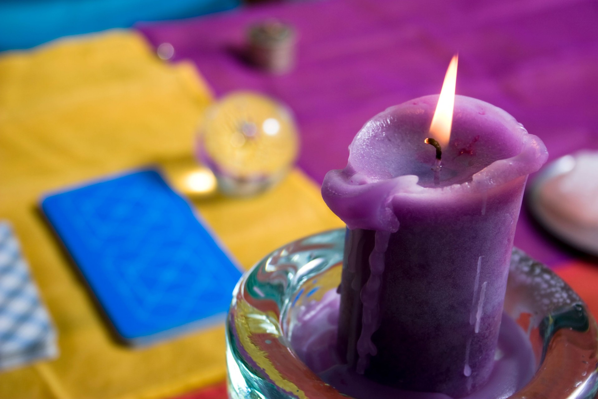 Candle and tarot cards